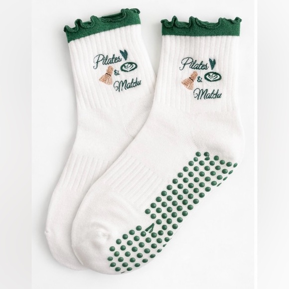 ŌRA Pilates Grip Socks | Pilates & Matcha | Non-Slip Studio Socks - Picture 2 of 6